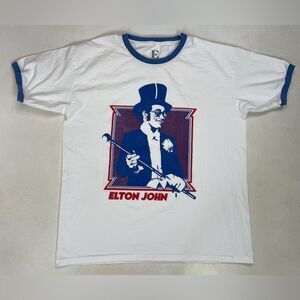 Elton John Graphic T-shirt Women XL White Short Sleeve Music